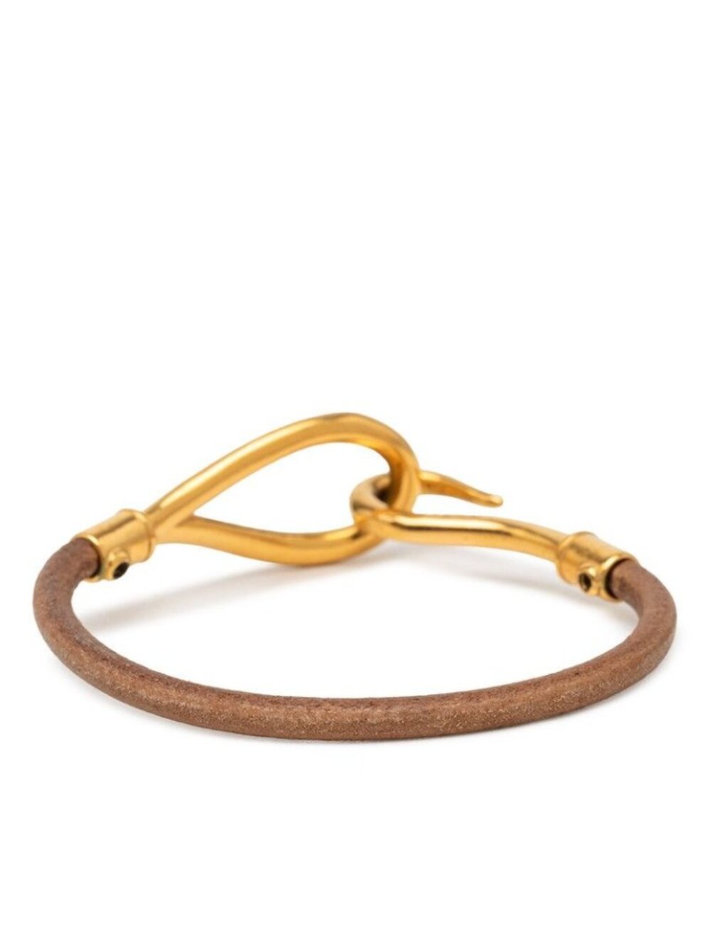 Hermes Jumbo Bracelet Brown Gold Leather Metal - Picture 3 of 4